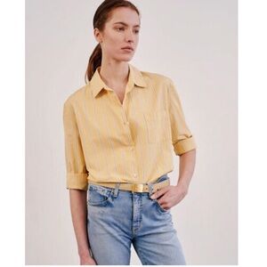 Nili Lotan Kristen Tunic Shirt Top‎ Buttondown Striped Oversized Size Large